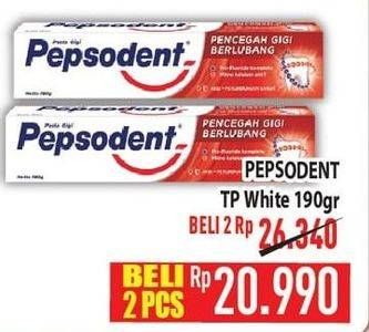 Promo Harga Pepsodent Pasta Gigi Pencegah Gigi Berlubang White 190 gr - Hypermart