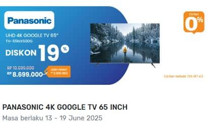 Promo Harga Panasonic TH-65NX600G | 4K Google LED TV 65 Inci  - Electronic City