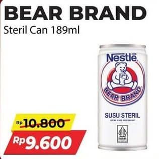 Promo Harga Bear Brand Susu Steril 189 ml - Alfamart