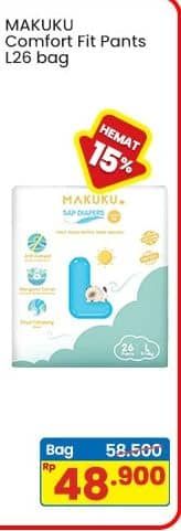Promo Harga Makuku Comfort Fit Diapers Pants L26 26 pcs - Indomaret