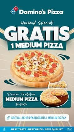 Promo Harga Gratis 1 Medium Pizza  - Domino Pizza