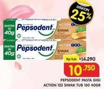 Promo Harga PEPSODENT Pasta Gigi Action 123 Siwak 190 gr - Superindo
