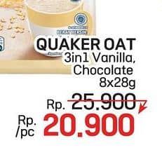 Promo Harga Quaker Oatmeal 3in1 Vanilla, 3in1 Cokelat per 8 pcs 28 gr - LotteMart