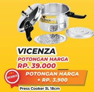 Promo Harga VICENZA Press Cooker 3 Lt 18cm  - Yogya
