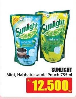 Promo Harga SUNLIGHT Pencuci Piring Anti Bau With Daun Mint, Higienis Plus With Habbatussauda 755 ml - Hari Hari