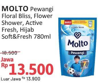 Promo Harga Molto Pewangi Floral Bliss, Flower Shower, Active Fresh, Hijab Soft Fresh 780 ml - Alfamidi