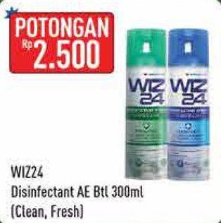 Promo Harga WIZ 24 Disinfectant Spray Surface & Air Fresh, Clean 300 ml - Hypermart