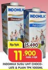 Promo Harga Indomilk Susu UHT Full Cream Plain, Cokelat 1000 ml - Superindo