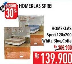 Promo Harga HOMEKLAS Sprei Polos White, Blue, Coffee  - Hypermart