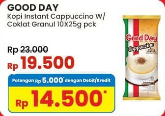 Promo Harga Good Day Cappuccino per 10 sachet 25 gr - Indomaret