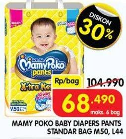Promo Harga Mamy Poko Pants Xtra Kering M50, L44 44 pcs - Superindo