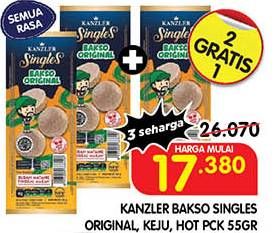 Promo Harga Kanzler Singles Bakso Hot, Keju, Original 48 gr - Superindo