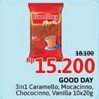 Promo Harga Good Day Instant Coffee 3 in 1 Rock Salt Caramello, Mocacinno, Chococinno, Vanilla Latte per 10 sachet 20 gr - Alfamidi