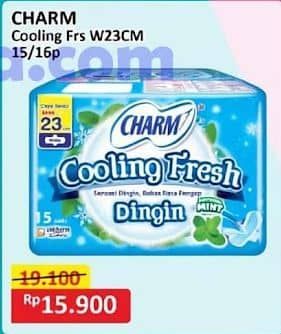 Promo Harga Charm Extra Comfort Cooling Fresh Wing 23cm 15 pcs - Alfamart