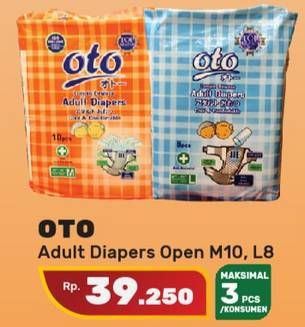 Promo Harga OTO Adult Diapers L8, M10 8 pcs - Yogya