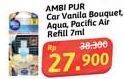 Promo Harga Ambipur Car Freshener Premium Clip Refill Vanilla Bouquet, Aqua, Pacific Air 7 ml - Alfamidi