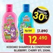 Promo Harga Kodomo Gel Shampoo & Conditioner Blueberry, Cherry 200 ml - Superindo