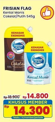 Promo Harga Frisian Flag Susu Kental Manis Cokelat, Putih 545 gr - Indomaret