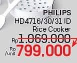 Promo Harga Philips 3000 Series Philips Digital Rice Cooker HD4716 /31, /30  - LotteMart