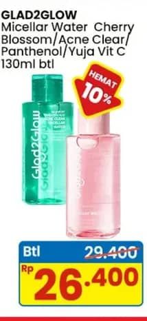 Promo Harga Glad2glow Micellar Water Cherry Blossom 130 ml - Indomaret