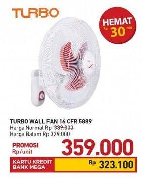 Promo Harga TURBO CFR-5889 | Wall Fan 15 inch  - Carrefour