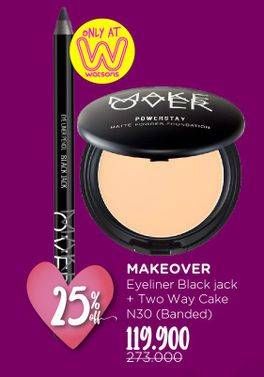 Promo Harga MAKE OVER Eyeliner Black Jack + Two Way Cake N30  - Watsons
