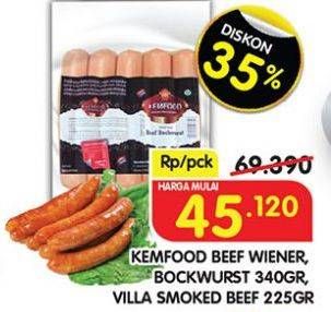 Promo Harga Kemfood Beef Wiener/Bockwurst/Villa Smoked Beef  - Superindo
