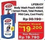 Promo Harga LIFEBUOY Body Wash Cool Fresh, Lemon Fresh, Mild Care, Total 10 450 ml - Hypermart