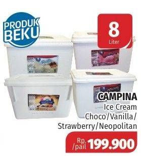 Promo Harga CAMPINA Ice Cream Choco, Vanilla, Strawberry, Neapolitan 8000 ml - Lotte Grosir