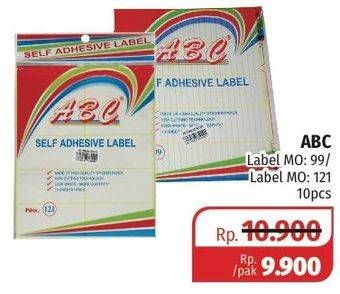 Promo Harga ABC Self Adhesive Label MO: 99, MO: 121 10 pcs - Lotte Grosir