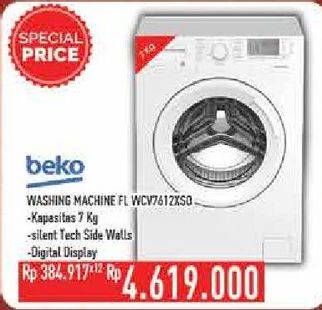 Promo Harga BEKO Washing Machine Front Load 1 Tab WCV 7612 XCO  - Hypermart