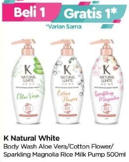 Promo Harga K Natural White Body Wash Sparkling Magnolia, Cotton Flower, Aloe Vera 500 ml - TIP TOP