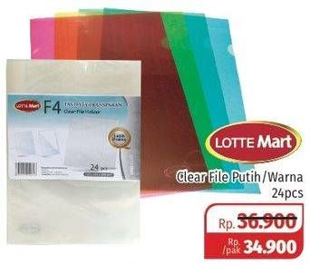 Promo Harga LOTTEMART Clear File Putih, Warna 24 pcs - Lotte Grosir
