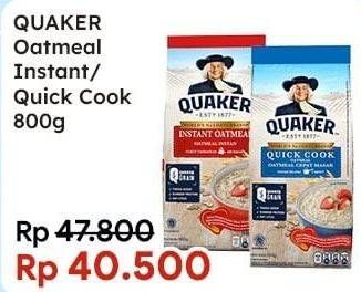 Promo Harga QUAKER Oatmeal Instant, Quick Cooking 800 gr - Indomaret