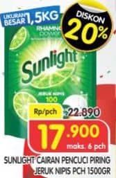 Promo Harga Sunlight Pencuci Piring Jeruk Nipis 100 1500 ml - Superindo