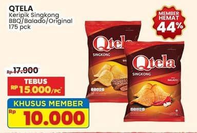 Promo Harga Qtela Keripik Singkong Barbeque, Original, Balado 185 gr - Indomaret