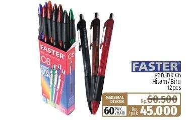 Promo Harga Faster Pen Ink Hitam, Biru 12 pcs - Lotte Grosir