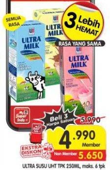 Promo Harga Ultra Milk Susu UHT All Variants 200 ml - Superindo