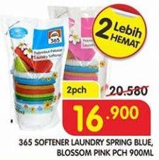Promo Harga 365 Softener Laundry Spring Blue, Blossom Pink per 2 pouch 900 ml - Superindo