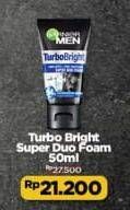 Promo Harga Garnier Men Turbo Light Oil Control Facial Foam Super Duo Whitening + Oil Control 50 ml - Alfamart