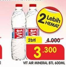 Promo Harga VIT Air Mineral per 2 botol 600 ml - Superindo