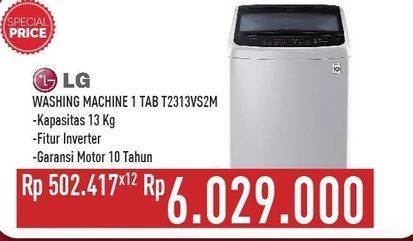 Promo Harga LG T2313VSPM | Mesin Cuci Top Loading 13kg  - Hypermart