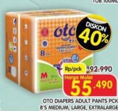 Promo Harga OTO Adult Diapers Pants XL8, M8, L8 8 pcs - Superindo