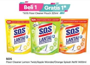 Promo Harga SOS Pembersih Lantai Lemon Twist, Apple, Orange 1500 ml - TIP TOP