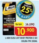 Promo Harga L-men Susu UHT Whey Protein 2 Go Ogura 200 ml - Superindo