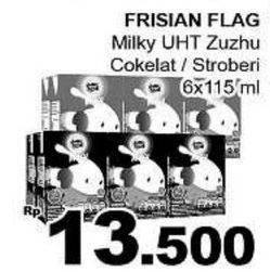 Promo Harga FRISIAN FLAG Susu UHT Milky Chocolate, Strawberry per 6 pcs 115 ml - Giant