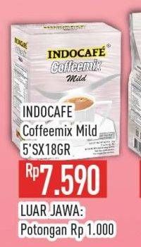 Promo Harga Indocafe Coffeemix Mild per 5 sachet 18 gr - Hypermart