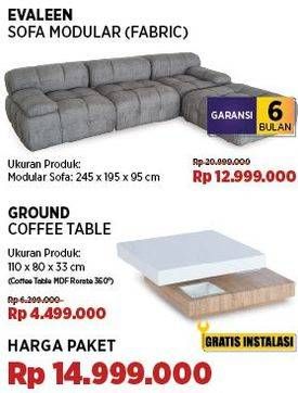 Promo Harga Evaleen Sofa Modular (Fabric) + Ground Coffee Table  - COURTS