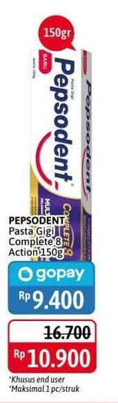 Promo Harga PEPSODENT Pasta Gigi Complete 8 Actions 150 gr - Alfamidi