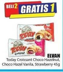Promo Harga ELVAN Today Croissant Choco Hazelnut, Strawberry, Chocohazel Vanila 45 gr - Hari Hari